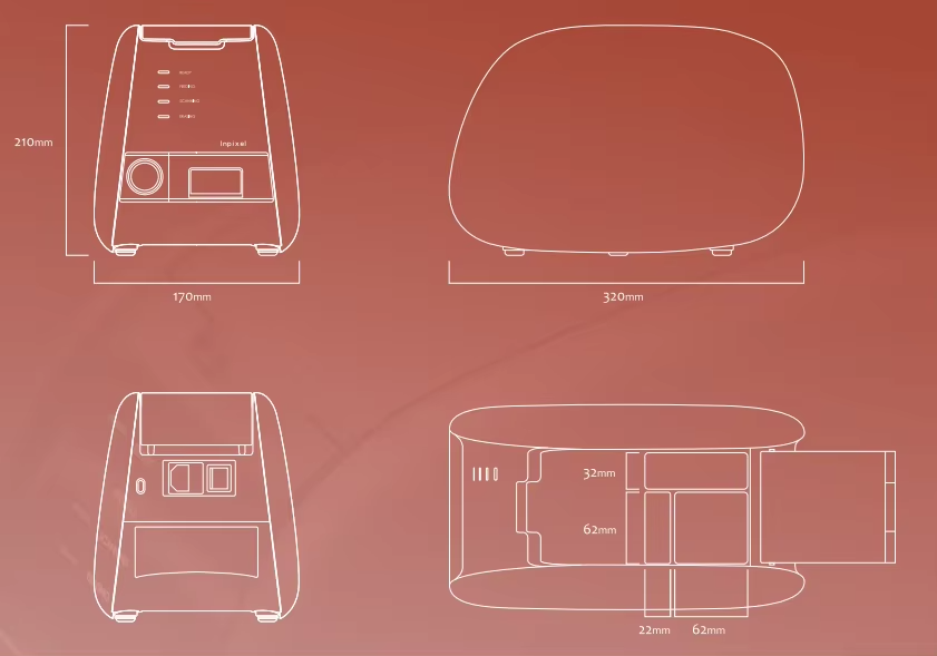 IDEN-CR01 牙科 CR 影像板扫描仪 — dimensions