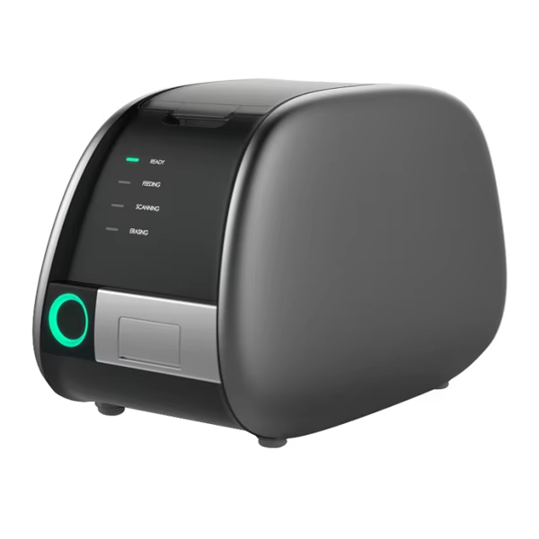 IDEN-CR01 dental CR scanner — black variant, 3/4 view