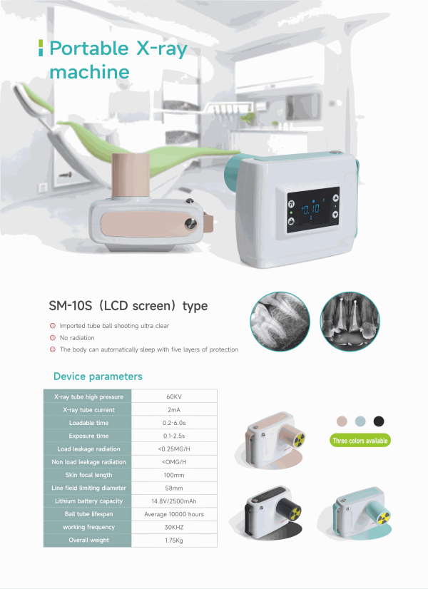 IDEN-X3 specification brochure — SM-10S compact portable dental X-ray unit