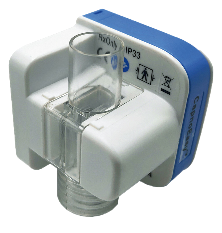 IWA-CAPNO-P 主流式气道适配器，带透明光学窗口及 RxOnly、IP33 标识