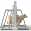 iVision-1000X Bovine-Clamp DR system — front view with bovine patient in clamp frame