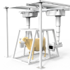 iVision-1000X Dual-Tower ceiling-mounted DR system — overhead suspended tube heads over bovine patient