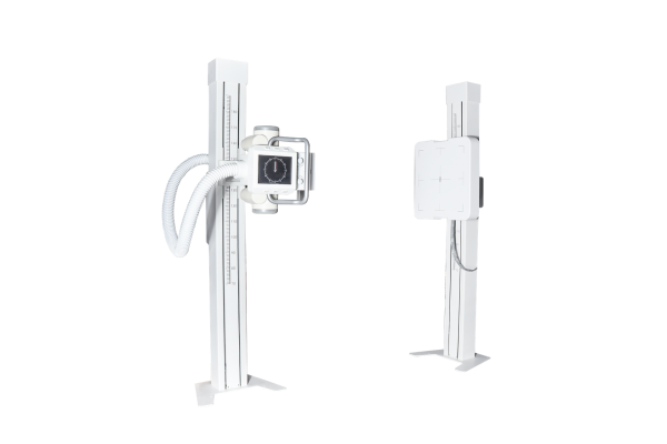 iVision-630X single-rail DR system — vertical bucky and tube column on floor rails