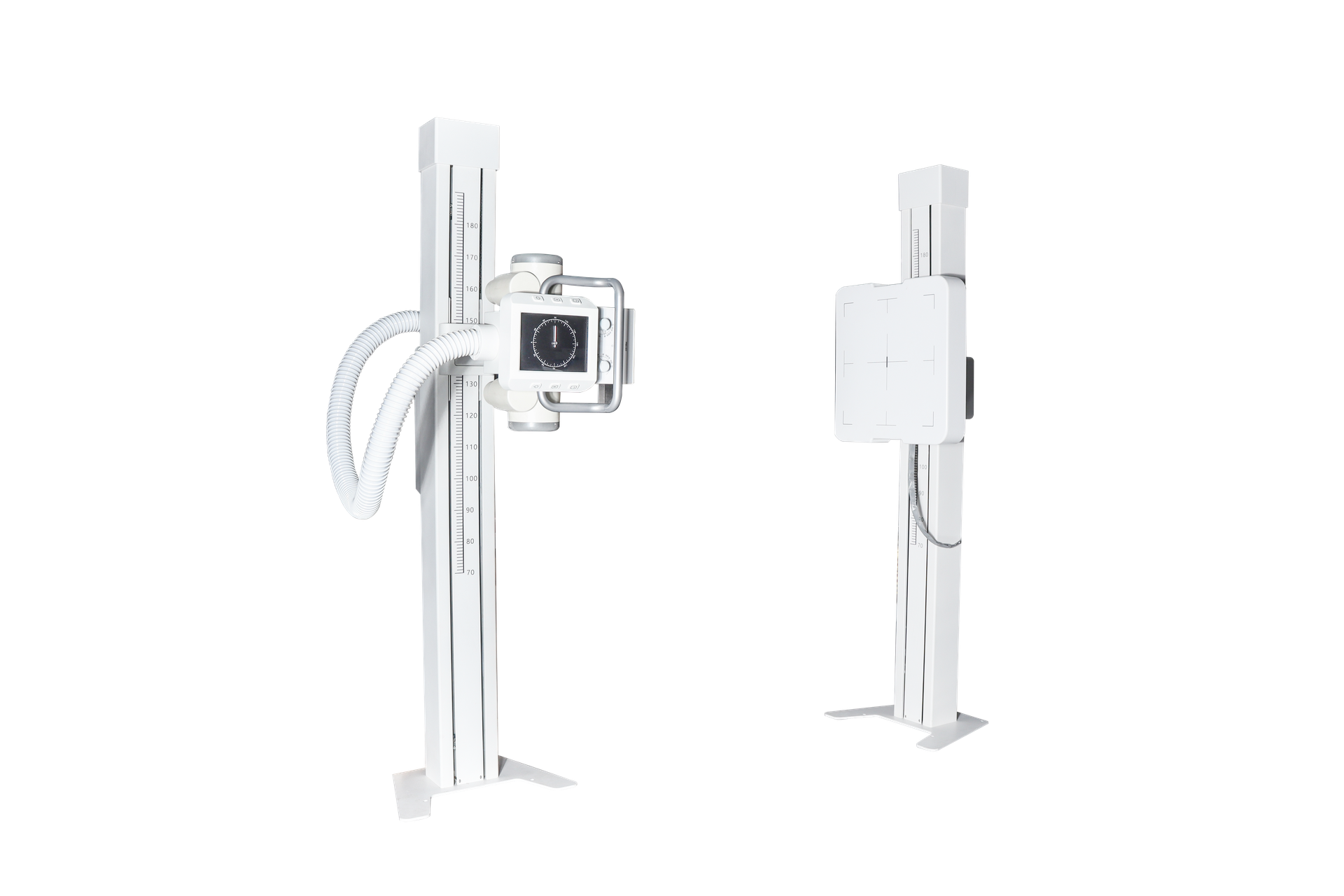 iVision-630X single-rail DR system — vertical bucky and tube column on floor rails