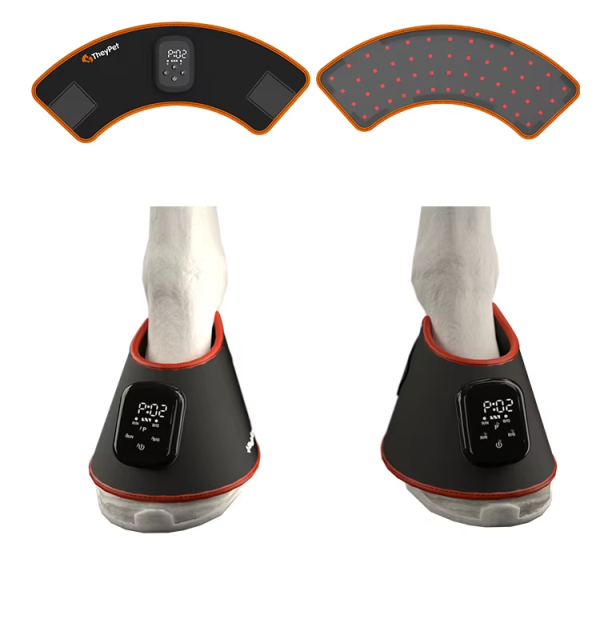 IWA-RLT30 — wraparound LED hoof therapy pad fitted on equine hoof