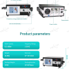 IWA-SWT30 product parameters — 0.5-10 Bar, 1-21 Hz, 15.5 kg, 47×34×23 cm desktop chassis, HD touchscreen + filter + cooling fan